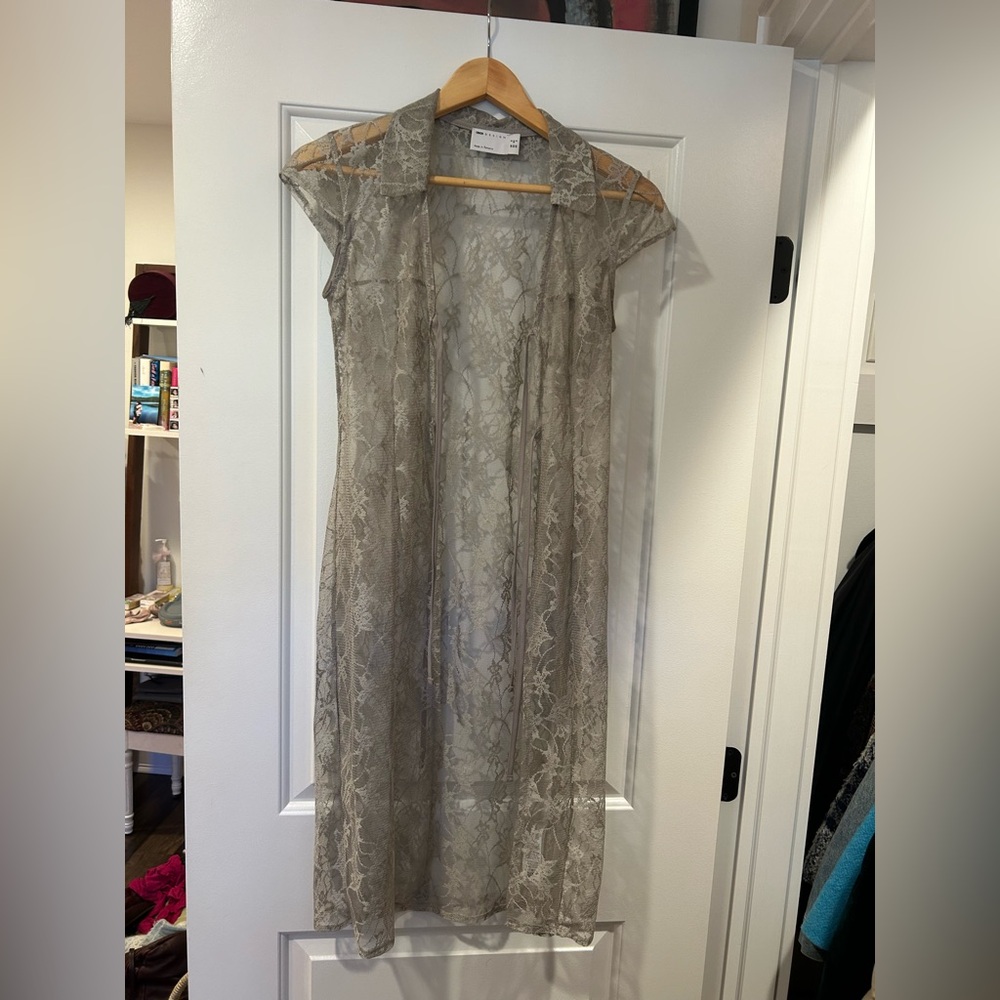 Sagey green lace layering shirt dress